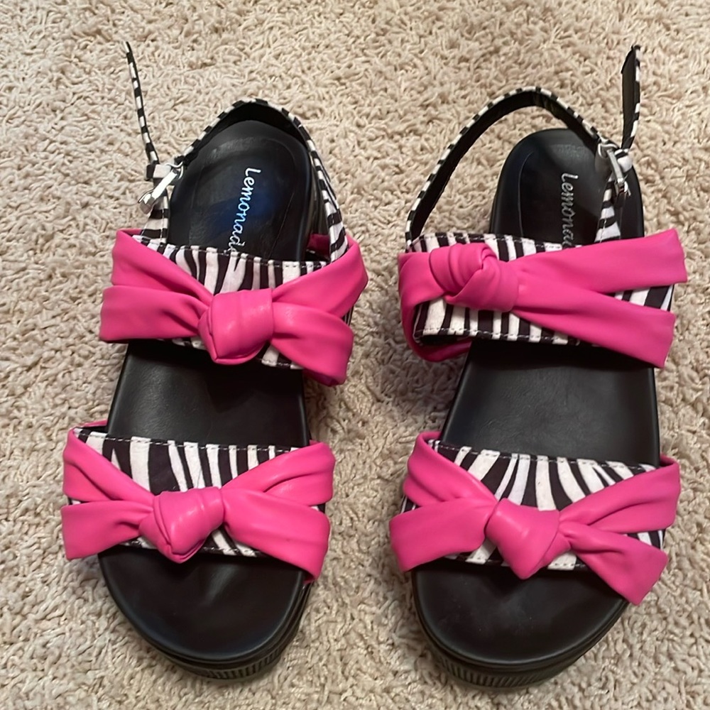 Platform sandals cute zebra pattern. Never worn